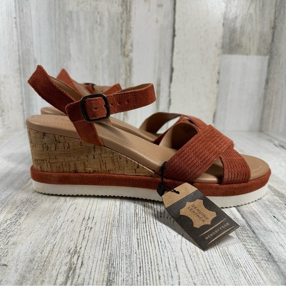 New CREVO Women's Sycamore Wedge Heel Sandals Terracotta #736 - Picture 7 of 11